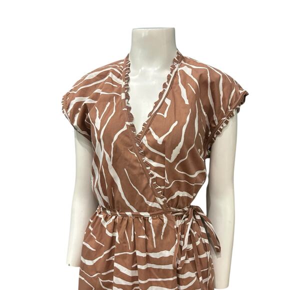 Vintage 1970s Bill Tice Wrap Dress 70s Zebra Print Brown & White / XS - - Picture 1 of 4